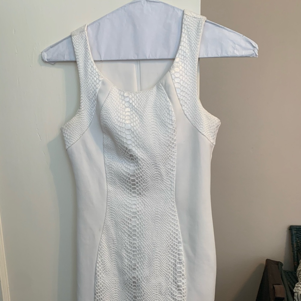 Ya S white snakeskin mini dress